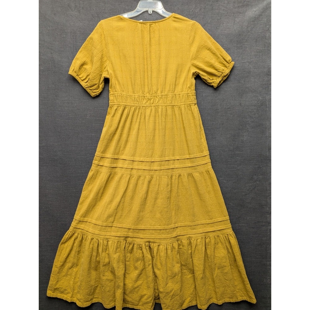 Lucky Brand Dress Cotton Yellow/Gold Boho Peasant Dress A-Line Size L - Picture 5 of 6
